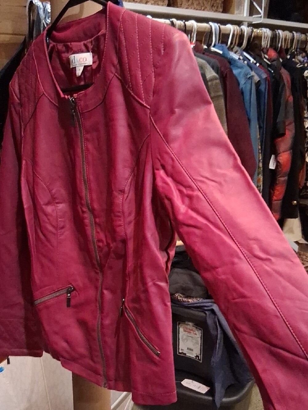 Denim&Co Raspberry Zip-Front Quilted Shoulder Jacket - Picture 4 of 9